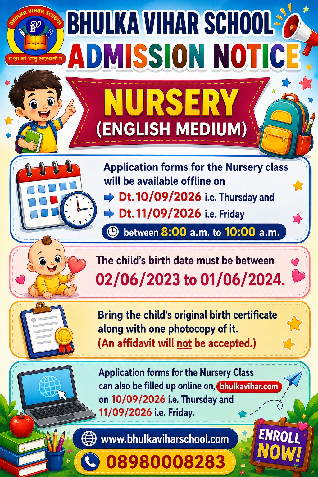 New Nursery Admission – 2027-28