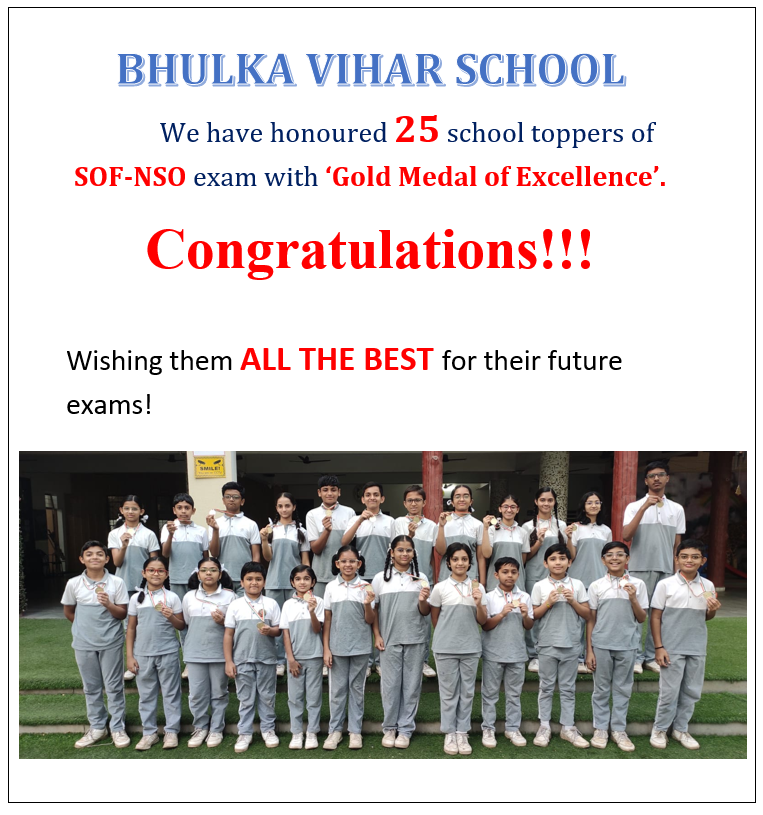 We have honoured 25 school toppers of SOF-NSO exam.