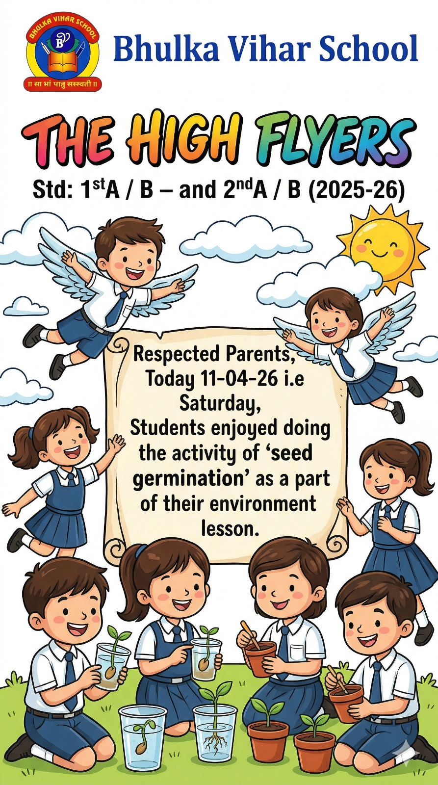 Students enjoyed doing the activity of ‘seed germination’ as a part of their environment lesson.