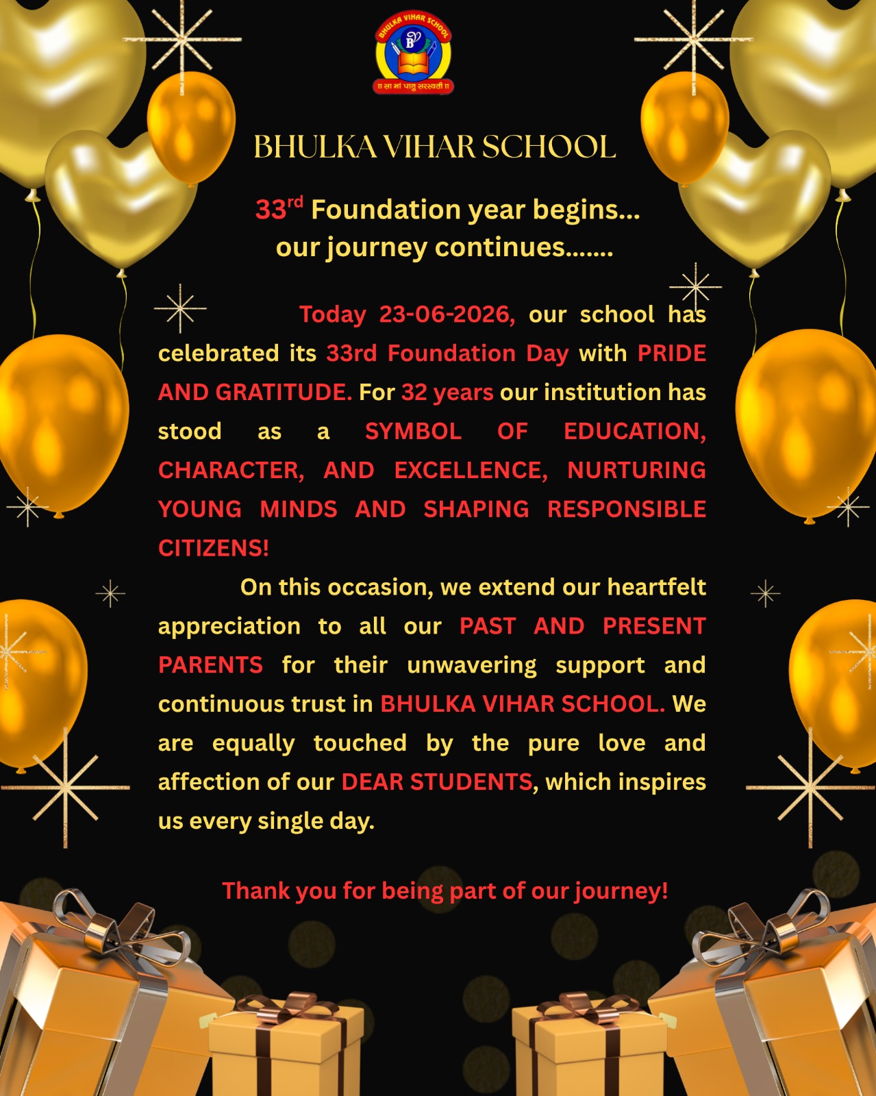 Happy 33rd Foundation Day celebrated….
